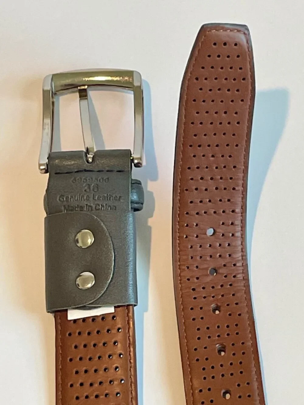 Greg Norman Men’s Grey Leather Belt Size 36 Golf